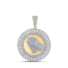 10kt Yellow Gold Men's Round Diamond Prayer Hands Circle Charm Pendant - 1 - 1/3 Cttw | Splendid Jewellery - Splendid Jewellery