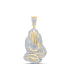 10kt Yellow Gold Mens Round Diamond Praying Hands Charm Pendant - A Symbolic Statement of Faith and Style - Splendid Jewellery