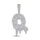 10kt Yellow Gold Men's Round Diamond Q Drip Letter Charm Pendant - 3 Cttw - Splendid Jewellery - Splendid Jewellery