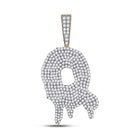 10kt Yellow Gold Men's Round Diamond Q Drip Letter Charm Pendant - 3 Cttw - Splendid Jewellery - Splendid Jewellery