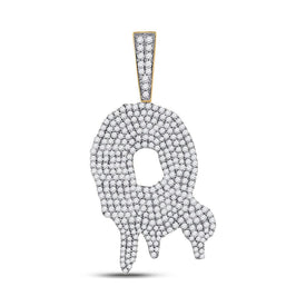 10kt Yellow Gold Men's Round Diamond Q Drip Letter Charm Pendant - 3 Cttw - Splendid Jewellery - Splendid Jewellery