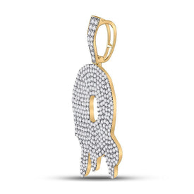 10kt Yellow Gold Men's Round Diamond Q Drip Letter Charm Pendant - 3 Cttw - Splendid Jewellery - Splendid Jewellery