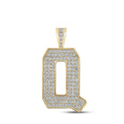 10kt Yellow Gold Men's Round Diamond Q Initial Letter Charm Pendant - 2 Cttw - Splendid Jewellery
