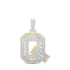 10kt Yellow Gold Men's Round Diamond Q Initial Letter Charm Pendant 7/8 Cttw - A Splendid Statement Piece - Splendid Jewellery
