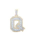 10kt Yellow Gold Men's Round Diamond Q Initial Letter Charm Pendant 7/8 Cttw - A Splendid Statement Piece - Splendid Jewellery