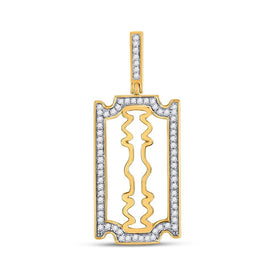 10kt Yellow Gold Men's Round Diamond Razor Blade Charm Pendant - 1/3 Cttw - Splendid Jewellery