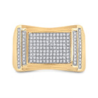 10kt Yellow Gold Men's Round Diamond Rectangle Cluster Ring 1/2 Cttw - A Dazzling Statement of Masculine Elegance product Top View from Splendid Jewellery