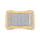 10kt Yellow Gold Men's Round Diamond Rectangle Cluster Ring 1/2 Cttw - A Dazzling Statement of Masculine Elegance - Splendid Jewellery