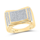 10kt Yellow Gold Men's Round Diamond Rectangle Cluster Ring 1/2 Cttw - A Dazzling Statement of Masculine Elegance - Splendid Jewellery