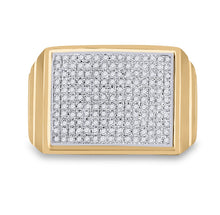 Load image into Gallery viewer, 10kt Yellow Gold Men's Round Diamond Rectangle Cluster Ring 1/2 Cttw - Exquisite Brilliance - Splendid Jewellery