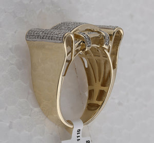 10kt Yellow Gold Men's Round Diamond Rectangle Cluster Ring 1/2 Cttw - Exquisite Brilliance - Splendid Jewellery