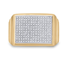 Load image into Gallery viewer, 10kt Yellow Gold Men&#39;s Round Diamond Rectangle Cluster Ring 1/2 Cttw - Exquisite Brilliance product Top View from Splendid Jewellery