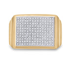 10kt Yellow Gold Men's Round Diamond Rectangle Cluster Ring 1/2 Cttw - Exquisite Brilliance product Top View from Splendid Jewellery