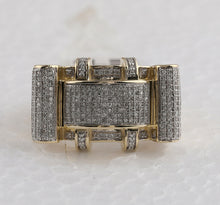 Load image into Gallery viewer, 10kt Yellow Gold Men&#39;s Round Diamond Rectangle Cluster Ring 1/2 Cttw - Exquisite Brilliance product Top View from Splendid Jewellery