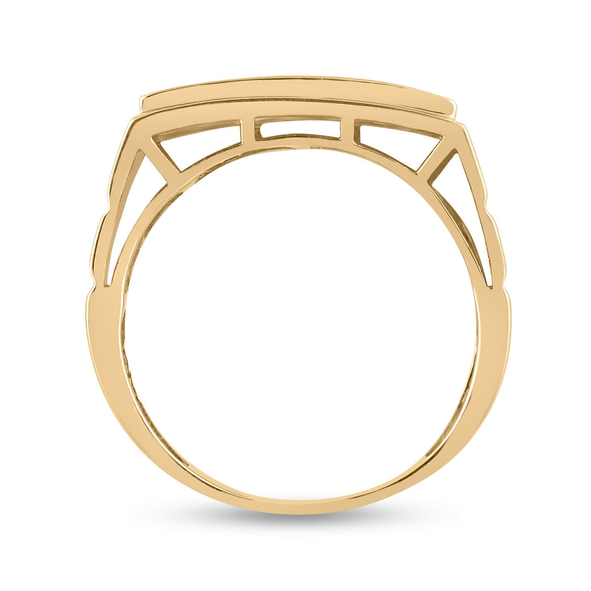10kt Yellow Gold Men's Round Diamond Rectangle Cluster Ring 1/2 Cttw - Exquisite Brilliance - Splendid Jewellery