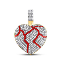Load image into Gallery viewer, 10kt Yellow Gold Men's Round Diamond Red Broken Heart Charm Pendant 3/4 Cttw - Splendid Jewellery