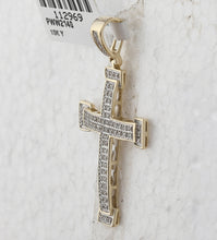 Load image into Gallery viewer, 10kt Yellow Gold Men's Round Diamond Roman Cross Religious Charm Pendant - 1/5 Cttw | Splendid Jewellery - Splendid Jewellery