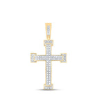 10kt Yellow Gold Men's Round Diamond Roman Cross Religious Charm Pendant - 1/5 Cttw | Splendid Jewellery - Splendid Jewellery