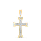 10kt Yellow Gold Men's Round Diamond Roman Cross Religious Charm Pendant - 1/5 Cttw | Splendid Jewellery product  Top View from Splendid Jewellery