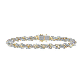 10kt Yellow Gold Men's Round Diamond Rope Chain Bracelet - 6.5 Carat Total Weight - Splendid Jewellery