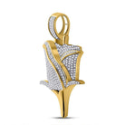 10kt Yellow Gold Men's Round Diamond Rose Charm Pendant - 7/8 Cttw - Splendid Jewellery - Splendid Jewellery