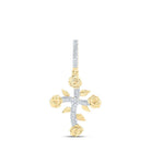 10kt Yellow Gold Men's Round Diamond Rose Cross Charm Pendant - 1/3 Cttw | Splendid Jewellery - Splendid Jewellery