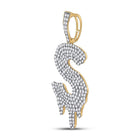 10kt Yellow Gold Men's Round Diamond S Drip Letter Charm Pendant - 2 Cttw - Splendid Jewellery