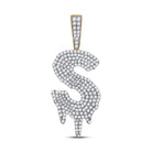 10kt Yellow Gold Men's Round Diamond S Drip Letter Charm Pendant - 2 Cttw - Splendid Jewellery