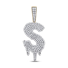 Load image into Gallery viewer, 10kt Yellow Gold Men's Round Diamond S Drip Letter Charm Pendant - 2 Cttw - Splendid Jewellery