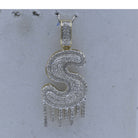 10kt Yellow Gold Men's Round Diamond S Drip Letter Charm Pendant 5/8 Cttw - Splendid Jewellery