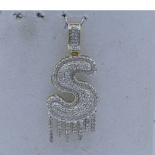 Load image into Gallery viewer, 10kt Yellow Gold Men's Round Diamond S Drip Letter Charm Pendant 5/8 Cttw - Splendid Jewellery