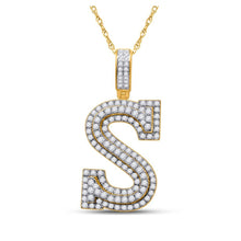 Load image into Gallery viewer, 10kt Yellow Gold Men's Round Diamond S Initial Letter Charm Pendant - 1 - 5/8 Cttw - Splendid Jewellery