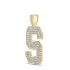 10kt Yellow Gold Mens Round Diamond S Initial Letter Charm Pendant - 2 Cttw | Splendid Jewellery - Splendid Jewellery