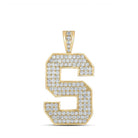 10kt Yellow Gold Mens Round Diamond S Initial Letter Charm Pendant - 2 Cttw | Splendid Jewellery - Splendid Jewellery