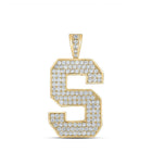 10kt Yellow Gold Mens Round Diamond S Initial Letter Charm Pendant - 2 Cttw | Splendid Jewellery - Splendid Jewellery