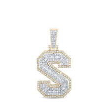 Load image into Gallery viewer, 10kt Yellow Gold Men's Round Diamond S Initial Letter Charm Pendant 3/4 Cttw - Exquisite Diamond Elegance - Splendid Jewellery