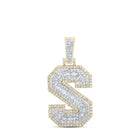 10kt Yellow Gold Men's Round Diamond S Initial Letter Charm Pendant 3/4 Cttw - Exquisite Diamond Elegance - Splendid Jewellery