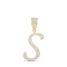 Load image into Gallery viewer, 10kt Yellow Gold Men's Round Diamond S Initial Letter Charm Pendant - 5/8 Cttw | Splendid Jewellery - Splendid Jewellery