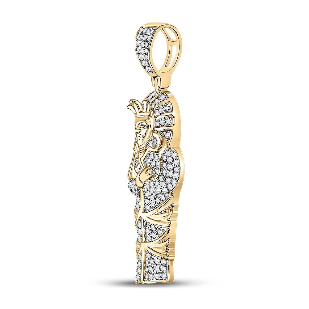 10kt Yellow Gold Men's Round Diamond Sarcophagus Mummy Pharaoh Charm Pendant - 3/8 Cttw | Splendid Jewellery - Splendid Jewellery