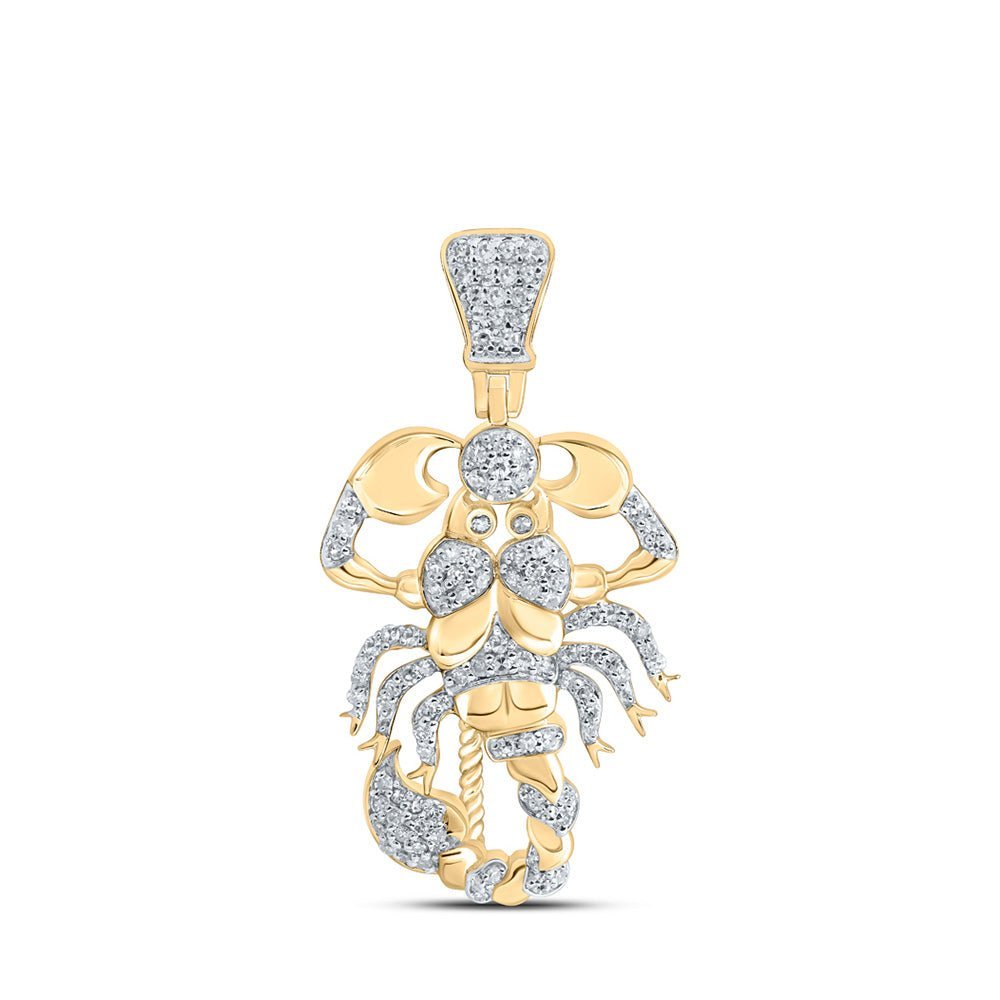 10kt Yellow Gold Men's Round Diamond Scorpion Charm Pendant - 1/2 Cttw - Splendid Jewellery