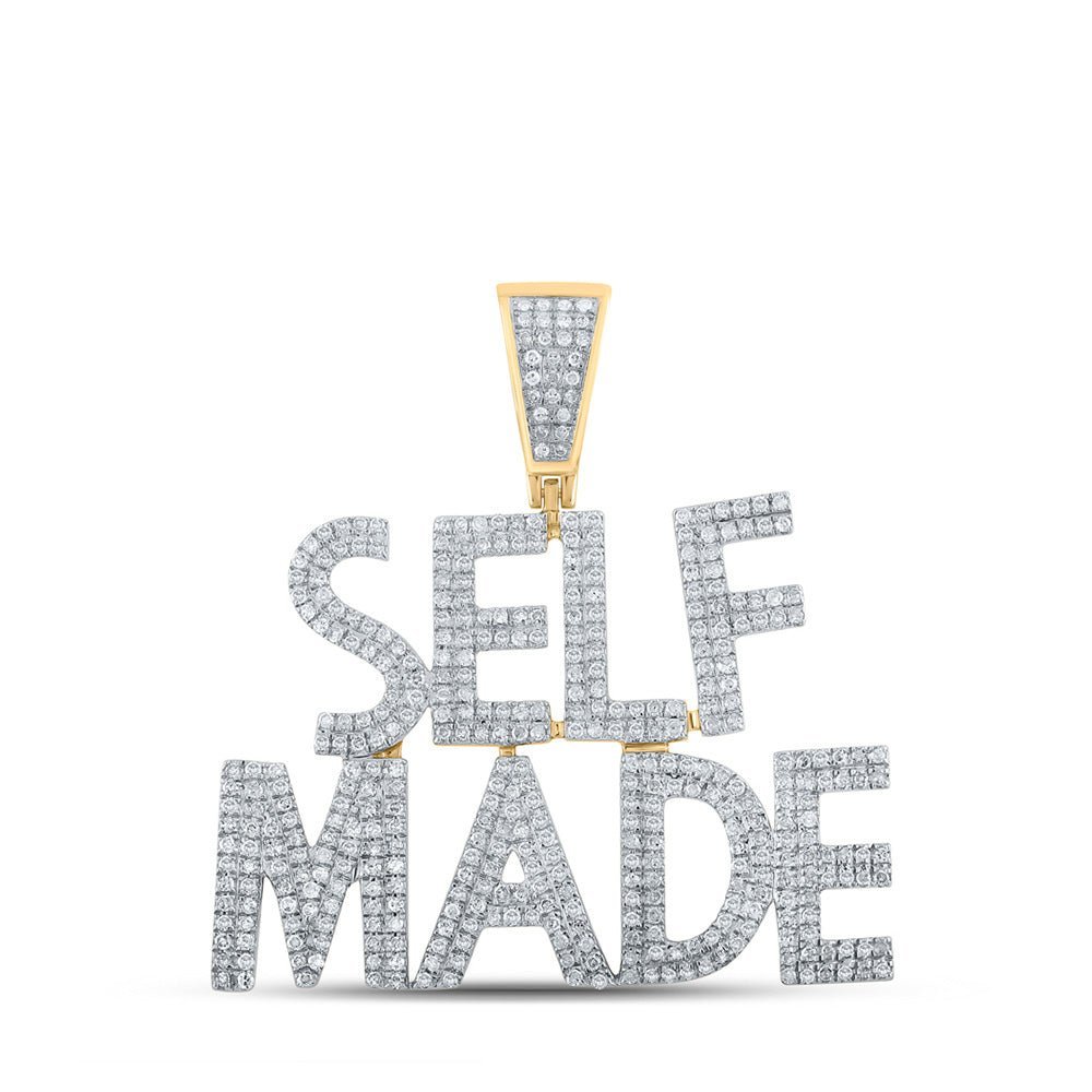 10kt Yellow Gold Men's Round Diamond Self Made Charm Pendant 1 Cttw - A Dazzling Statement of Style - Splendid Jewellery