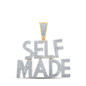 10kt Yellow Gold Men's Round Diamond Self Made Charm Pendant 1 Cttw - A Dazzling Statement of Style - Splendid Jewellery
