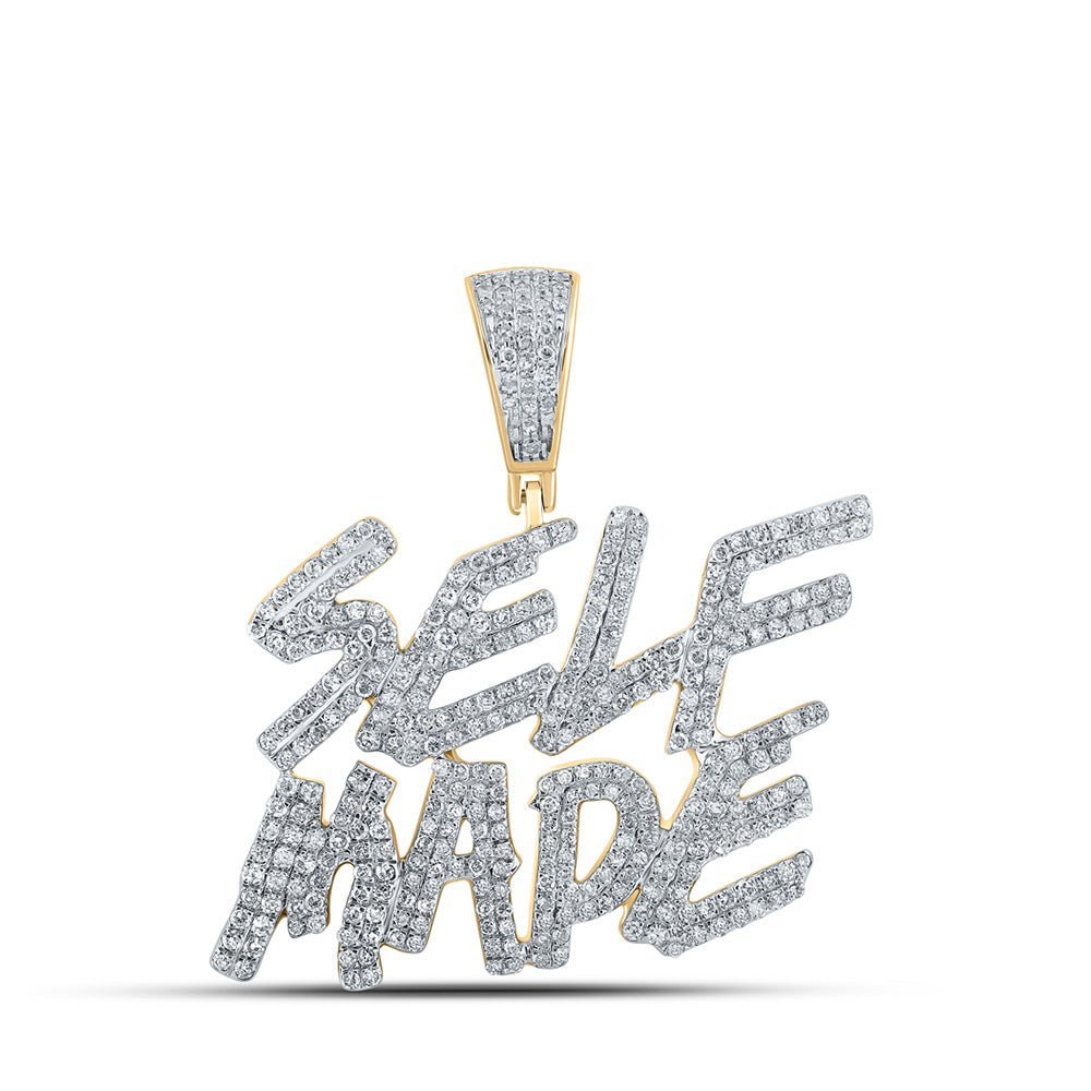 10kt Yellow Gold Men's Round Diamond Self - Made Charm Pendant - Exquisite Brilliance - Splendid Jewellery