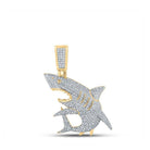 10kt Yellow Gold Men's Round Diamond Shark Animal Charm Pendant - 7/8 Cttw - Splendid Jewellery