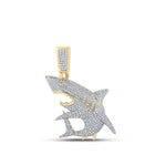 10kt Yellow Gold Men's Round Diamond Shark Animal Charm Pendant - 7/8 Cttw - Splendid Jewellery