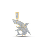 10kt Yellow Gold Men's Round Diamond Shark Charm Pendant - 1 Cttw | Splendid Jewellery - Splendid Jewellery