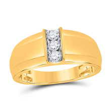 Load image into Gallery viewer, 10kt Yellow Gold Men's Round Diamond Single Row Band Ring 1/4 Cttw - A Brilliant Statement of Masculine Elegance - Splendid Jewellery