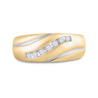 10kt Yellow Gold Men's Round Diamond Single Row Band Ring - Sleek Elegance  Front View from Splendid Jewellery