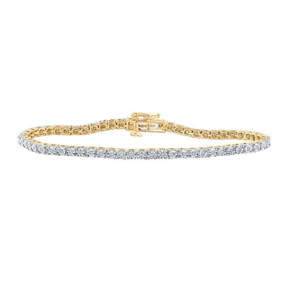 10kt Yellow Gold Men's Round Diamond Single Row Fashion Bracelet 3/8 Cttw - Exquisite Elegance - Splendid Jewellery