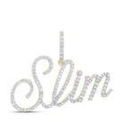 10kt Yellow Gold Men's Round Diamond SLIM Name Charm Pendant - 3/4 Cttw | Splendid Jewellery - Splendid Jewellery